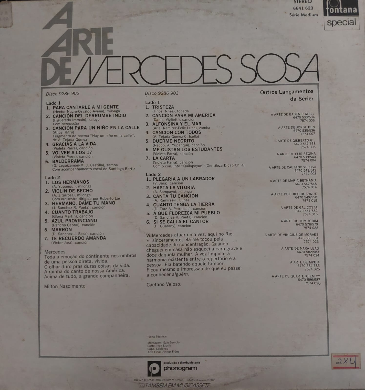 Mercedes Sosa - A Arte www.vinilosymas.cl tienda online de vinilos front back